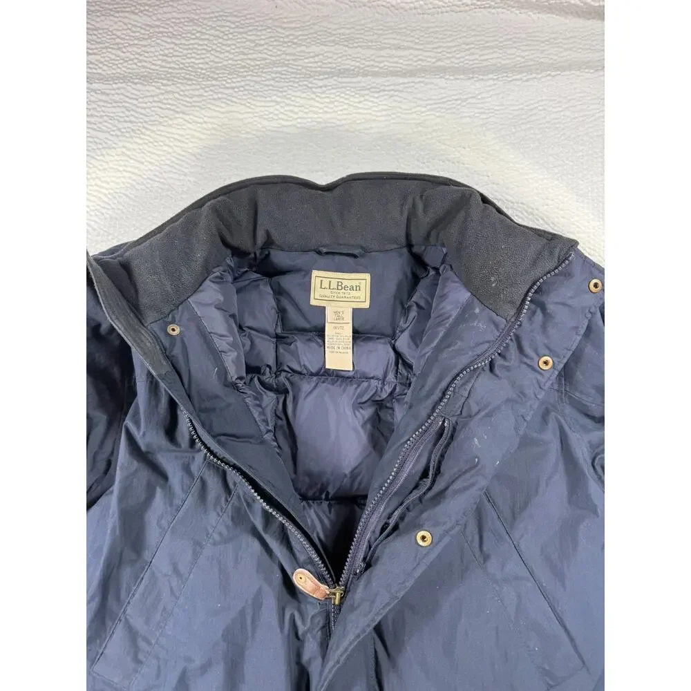 VINTAGE LL Bean Jacket Mens Large Tall Navy Parka Jacket Goose Down Gore Tex